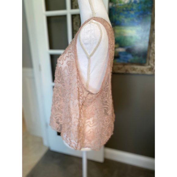 Free people lace Women’s Pink Tank Top L - Picture 3 of 5